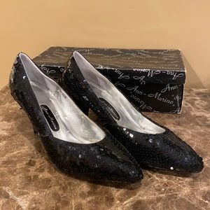 Ann-Marino black sequin heels